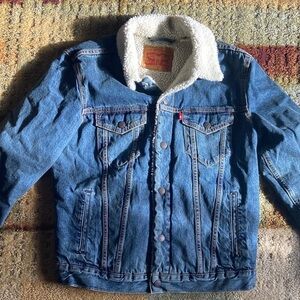 Levi's Classic Blue Jacket with White Sherpa Collar